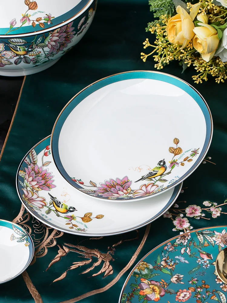 72pc Guci Jingdezhen Ceramic tableware bone china bowl and dish set household soup pot plate plate bowl plate ceramic bowl - Grand Goldman