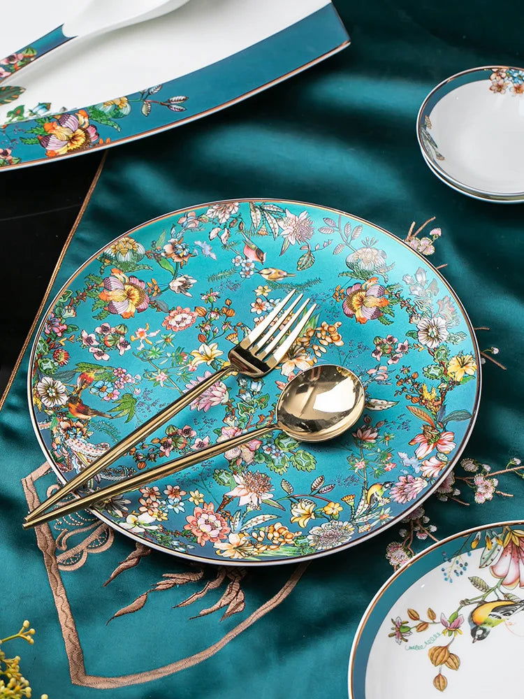 72pc Guci Jingdezhen Ceramic tableware bone china bowl and dish set household soup pot plate plate bowl plate ceramic bowl - Grand Goldman