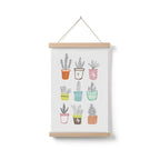 Simple Home Cartoon Green Plant Solid Wood Fabrics Hanging Picture