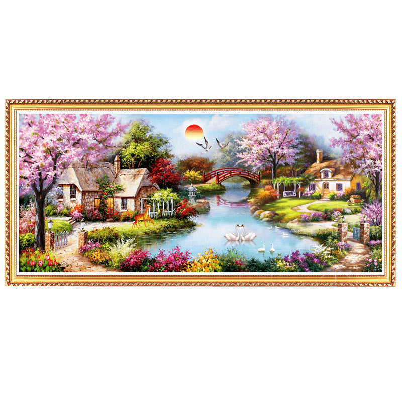 Diamond Painting Oil Painting Cottage With Diamond Cross Stitch