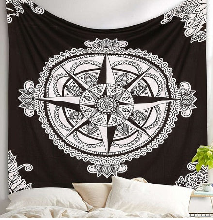 Printed home tapestry black and white with wall hanging beach towel beach blanket