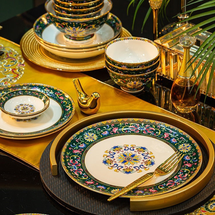 Household Style Enamel Bone China Tableware Set