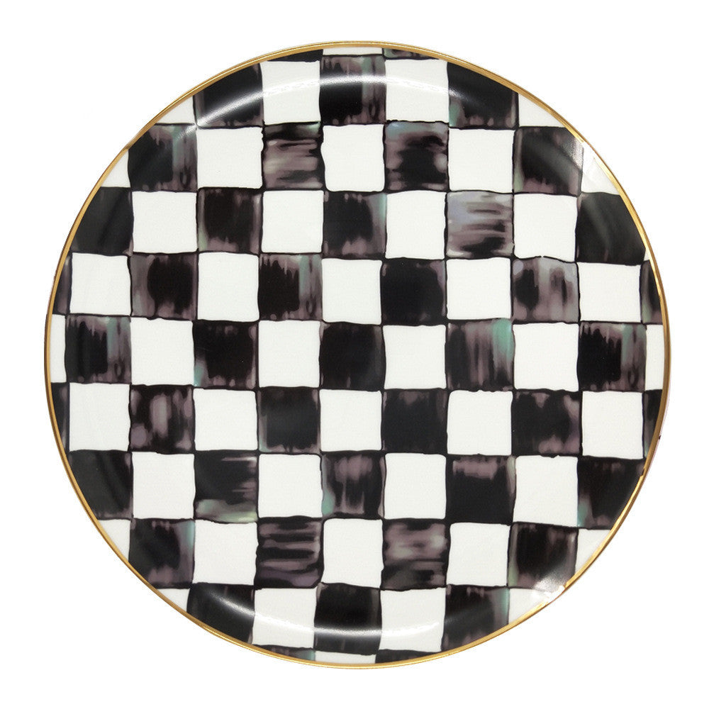Black And White Bone China Checkerboard Dish Set Modern Art Deco Tableware