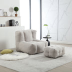 Fauteuil pouf moelleux, pouf confortable pour adultes, fauteuil pouf moderne d'intérieur pour salon, canapé paresseux super doux avec mousse à mémoire de forme et ottomane, chambre, appartement