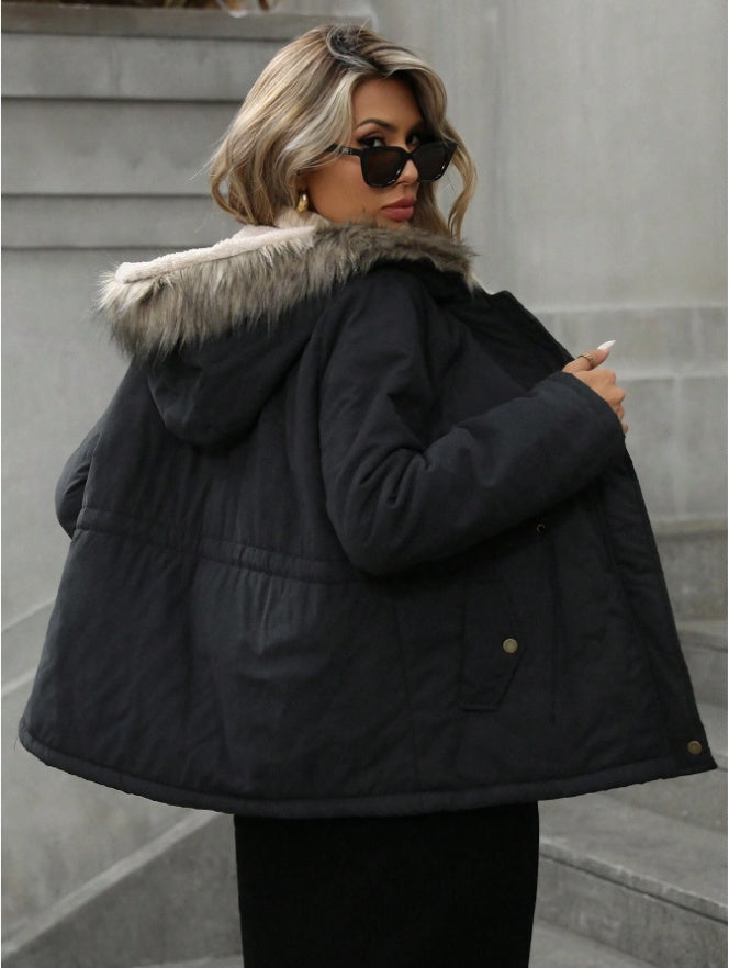 Aveloria Hooded Cinched Waist Casual ParkaPadded Insulated Polyfill Synthetic Insulation Winter Coat - Grand Goldman