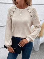 European And American Lace Patchwork Raglan Sleeves