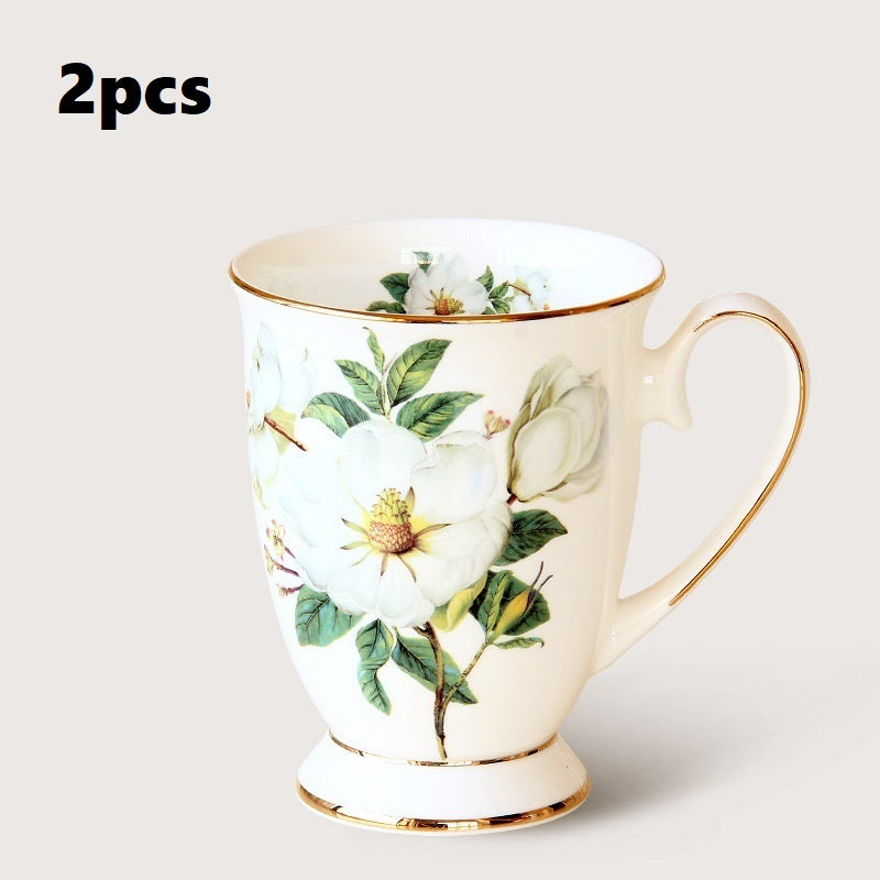 Creative European-style Mug Ceramic Large-capacity Bone China Water Cup With Lid