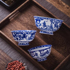 Blue And White Devil Valley Bowl Bone China High Foot Anti-scald Ceramic Home Night