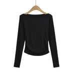 Pure Hot Girl Sexy Off-the-shoulder Pleated Long Sleeve