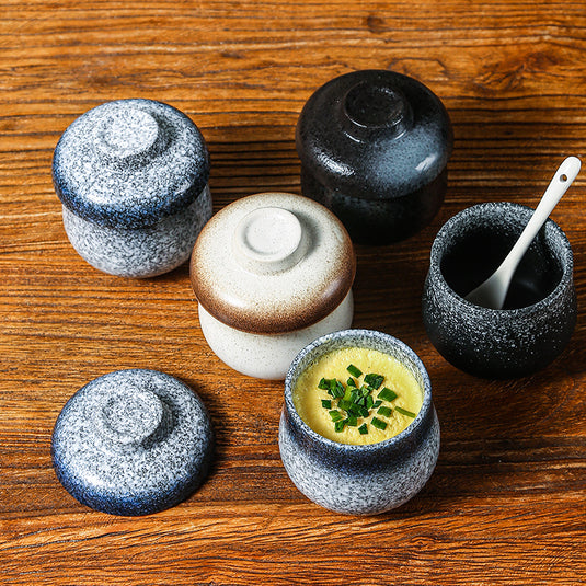Japanese-style Small Ceramic Pot Steamed Egg Bowl With Lid