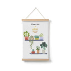 Simple Home Cartoon Green Plant Solid Wood Fabrics Hanging Picture