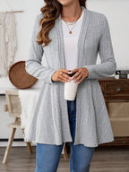 Women's Casual Solid Color Ribbed Knit Jacket
