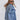 Button Blue Front Flap Pocket Drop Shoulder Denim Jacket