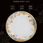 80 Piece Set King Of The Forest Bowls And Dishes Set Jingdezhen Ceramic Bowls, Plates And Chopsticks Household Bone China Tableware - Grand Goldman