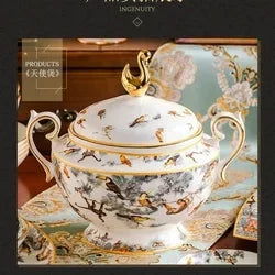 80 Piece Set King Of The Forest Bowls And Dishes Set Jingdezhen Ceramic Bowls, Plates And Chopsticks Household Bone China Tableware - Grand Goldman