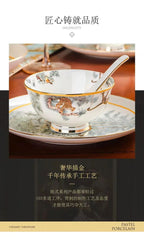 80 Piece Set King Of The Forest Bowls And Dishes Set Jingdezhen Ceramic Bowls, Plates And Chopsticks Household Bone China Tableware - Grand Goldman