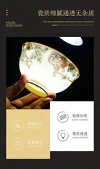 80 Piece Set King Of The Forest Bowls And Dishes Set Jingdezhen Ceramic Bowls, Plates And Chopsticks Household Bone China Tableware - Grand Goldman