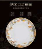 80 Piece Set King Of The Forest Bowls And Dishes Set Jingdezhen Ceramic Bowls, Plates And Chopsticks Household Bone China Tableware - Grand Goldman