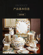 80 Piece Set King Of The Forest Bowls And Dishes Set Jingdezhen Ceramic Bowls, Plates And Chopsticks Household Bone China Tableware - Grand Goldman