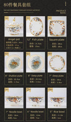 80 Piece Set King Of The Forest Bowls And Dishes Set Jingdezhen Ceramic Bowls, Plates And Chopsticks Household Bone China Tableware - Grand Goldman