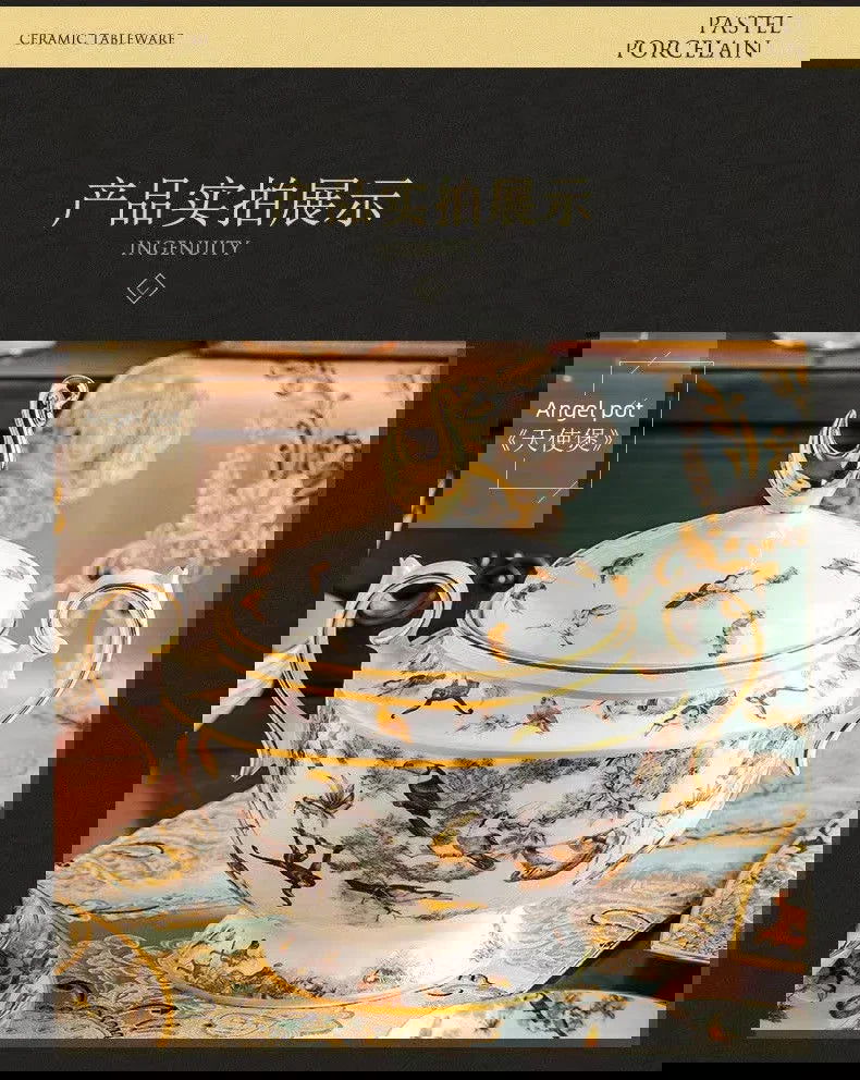 80 Piece Set King Of The Forest Bowls And Dishes Set Jingdezhen Ceramic Bowls, Plates And Chopsticks Household Bone China Tableware - Grand Goldman