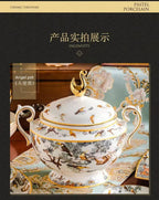 80 Piece Set King Of The Forest Bowls And Dishes Set Jingdezhen Ceramic Bowls, Plates And Chopsticks Household Bone China Tableware - Grand Goldman