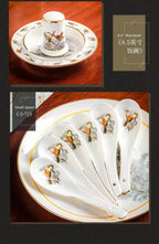 80 Piece Set King Of The Forest Bowls And Dishes Set Jingdezhen Ceramic Bowls, Plates And Chopsticks Household Bone China Tableware - Grand Goldman