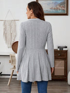 Women's Casual Solid Color Ribbed Knit Jacket