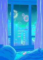 80s Vaporwave Style Poster City Night Street Cat - Grand Goldman