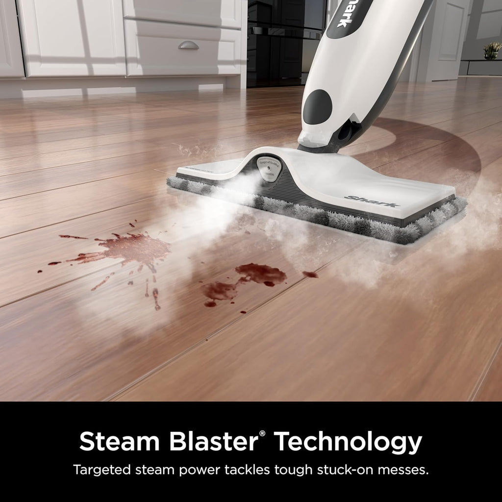 Shark SteamSpot Steam Mop with Steam Blaster Technology, 3 Steam Modes, 2 Washable Pads, XL Removable Water Tank, Lightweight, Steam Cleaner for sealed Hard Floors, Hardwood, Tile, Laminate, S2001