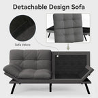 Convertible Futon Sofa Bed,71" Memory Foam Futon Couch,Detachable Cushion,Adjustable Backrest & Armrest,Linen Modern Loveseat Sleeper Recliner for Living Room,Office,Apartment,Medium Grey