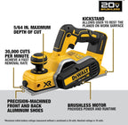 DEWALT 20V MAX Planer, 30,000 Cuts Per Minute, 2 mm Cut Depth, Brushless Motor, Bare Tool Only (DCP580B)