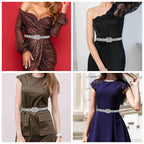 Ayliss Women Rhinestone Belt Bling Crystal Shiny Waist Dress Belt Silver Fashion Glitter Chain Belt for Wedding Party (Silver#1)