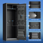 Greenvelly 10-14 Waffenschrank für Gewehre und Pistolen, feuerfester Waffenschrank mit Schnellverschluss, verstellbaren Regalen und Taschen, abschließbarer Waffenschrank mit Gewehrhalterung für Zuhause und Schrotflinte (Schwarz)