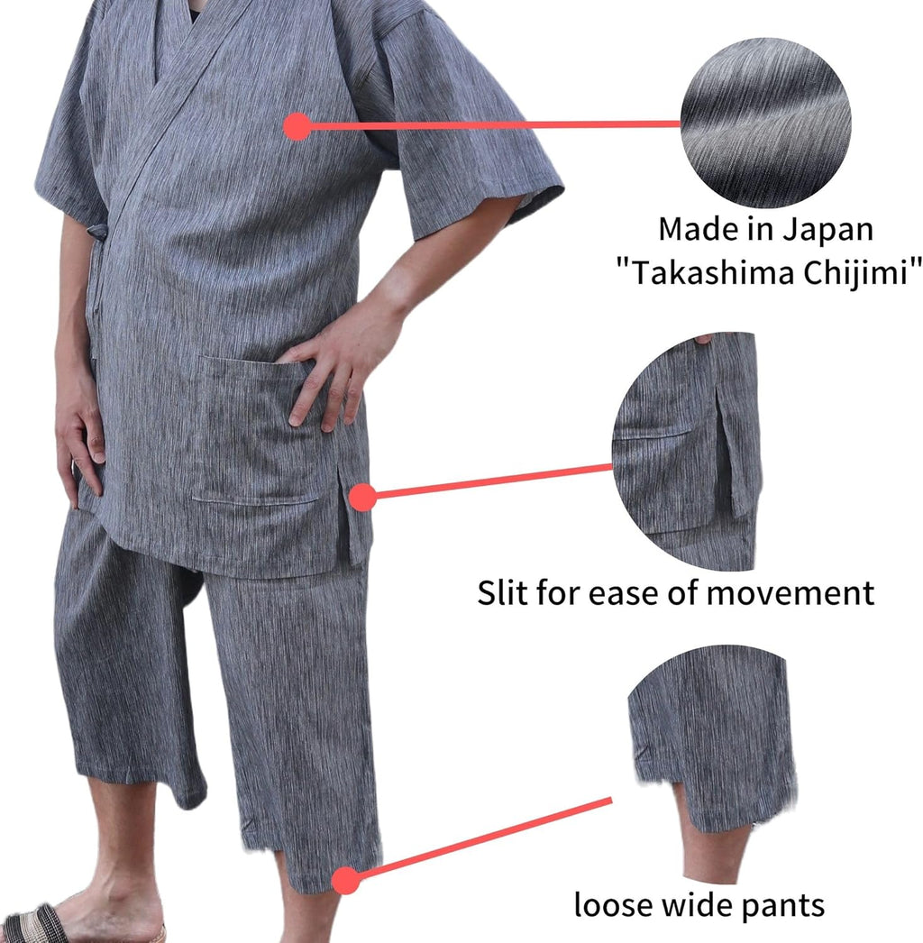 Japan Cool Jinbei Yukata Men's Half-Sleeved Japan Cotton top and Bottom