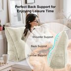 WOWMAX Wedge Pillow Headboard Queen Triangular Headboard Pillow Queen Bed Wedge Pillow for Headboard Bolster Pillow for Bed Daybed Pillows with Removable Cover, Corduroy(100% Cotton), White