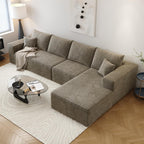 107.5" Cloud Sectional Couch with L-Shape Chaise,Modern Modular Sofa with Deep Seat, Upholstered Couches for Living Room Bedroom Apartments,No Assembly Required, (Black,Right Facing Chaise)