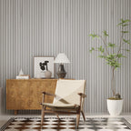 JSEVEM 16"×118" 3D Cream White Grey Slats Striped Wood Wallpaper Peel and Stick Waterproof Gray Slat Stripe Wood Contact Paper Vinyl Self Adhesive Wood Stickers for Walls Cabinets Kitchen Countertops