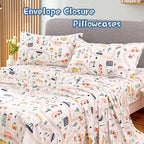 ست ملحفه کودکان یونیکورن صورتی JSD، سایز تویین، ۳ تکه، ملحفه‌های رختخواب میکروفایبر چاپ شده با طرح رنگین کمان برای دختران، جیب عمیق