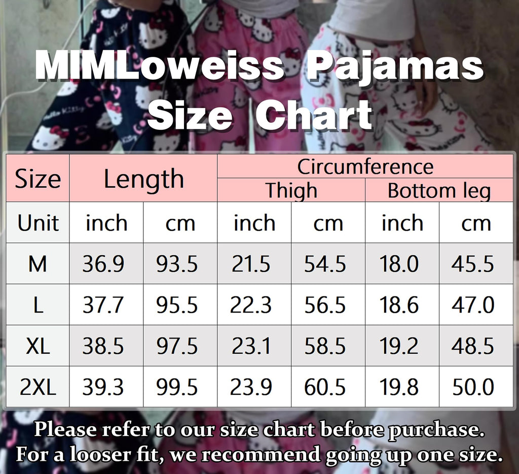 MIMLoweiss Anime Pajama Pants for Women Girls Cute Flannel Pajamas Casual Sleeping Pants Rose Red Medium
