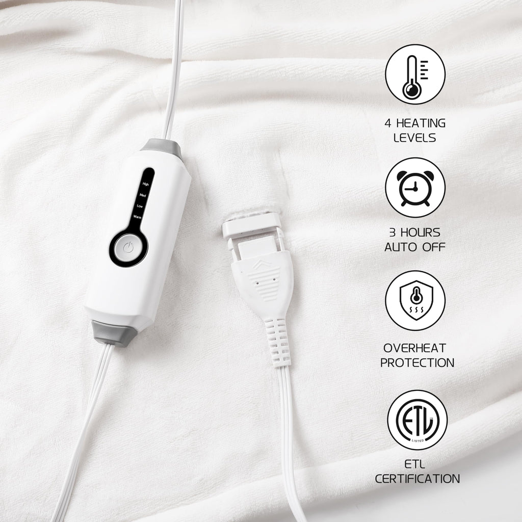 Coperta Elettrica Riscaldata 72"x84" Taglia Completa, Morbido Pile di Corallo con 4 Livelli di Riscaldamento e Spegnimento Automatico dopo 10 Ore, Lavabile in Lavatrice, Tessuto Morbido e Accogliente per la Casa, Grigio Scuro