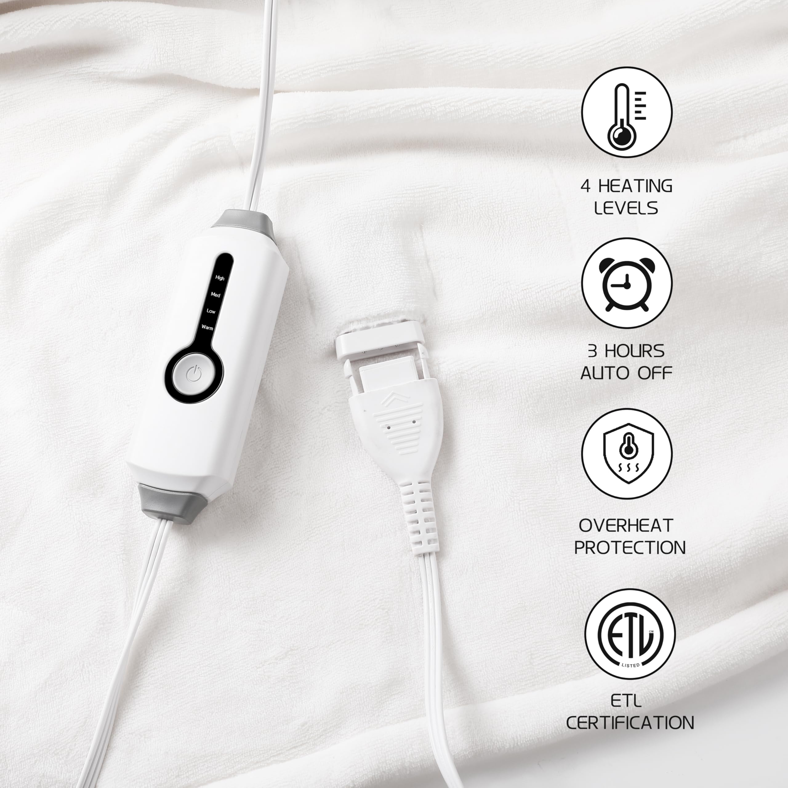 Coperta Elettrica Riscaldata 72"x84" Taglia Completa, Morbido Pile di Corallo con 4 Livelli di Riscaldamento e Spegnimento Automatico dopo 10 Ore, Lavabile in Lavatrice, Tessuto Morbido e Accogliente per la Casa, Grigio Scuro