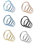 LOYALLOOK 18/24Pcs Hypoallergenic Nose Rings Hoops 316L Surgical Stainless Steel Lightweight Small Piercing Jewelry for Women Men Cartilage Tragus Helix