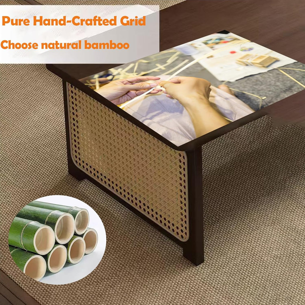 Japanese Floor Table Bamboo Folding Coffee Table Portable Solid Wood Japanese Coffee Table, No Assembly Japanese Dining Table for Sitting on The Floor, Easy Storage(31.5 * 18.9 * 13.8in.)