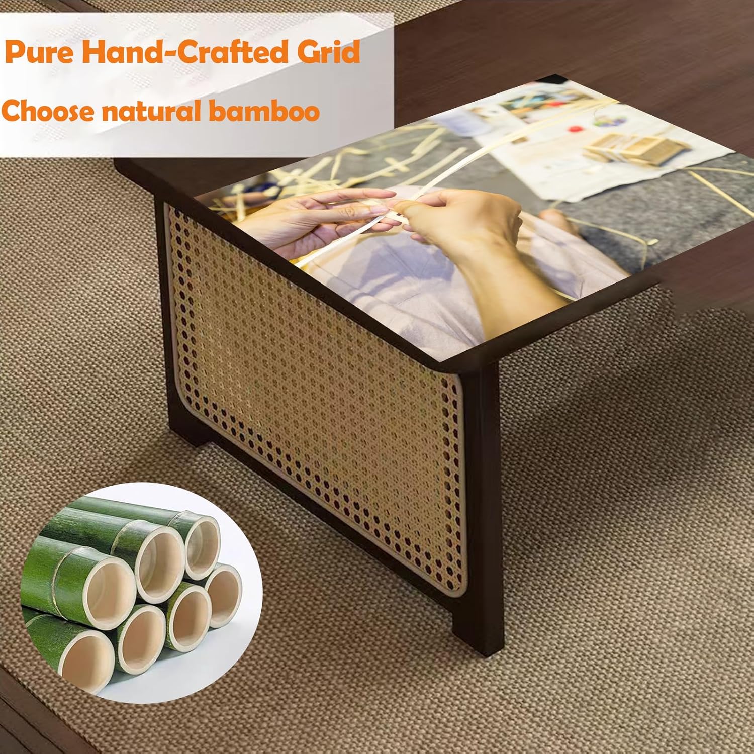 Japanese Floor Table Bamboo Folding Coffee Table Portable Solid Wood Japanese Coffee Table, No Assembly Japanese Dining Table for Sitting on The Floor, Easy Storage(31.5 * 18.9 * 13.8in.)