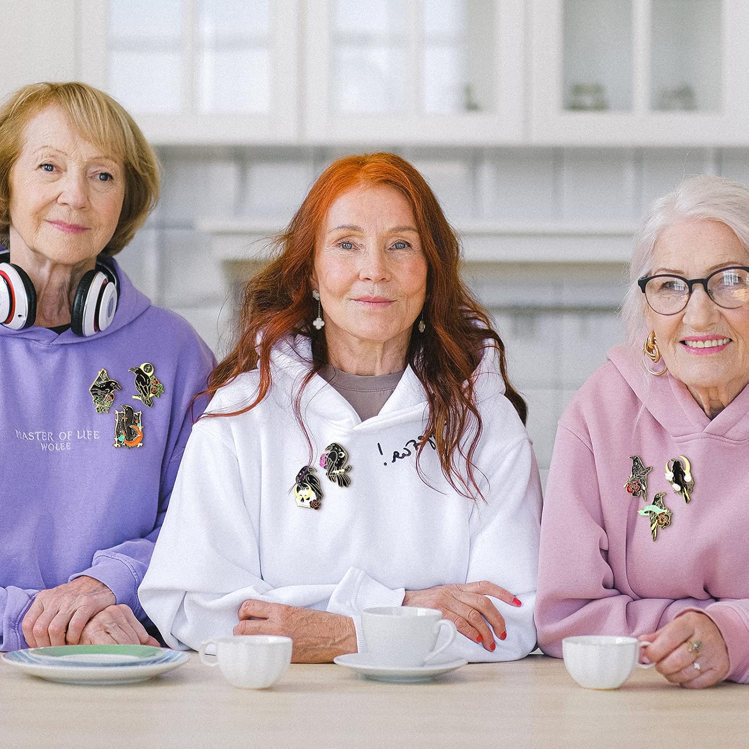 8 Pieces Crow Enamel Pins Set Rose Moon Lapel Anime Enamel Brooch Pins Aesthetic Gothic Badges for Women Backpack Denim Bag Jewelry Accessories