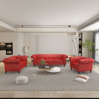 QHITTY 3 Piece Living Room Set, Sectional Chesterfield Sofa Chair Contemporary Upholstered Leather Loveseat Couch Sets for Living Room, Bedroom, Office