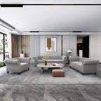 QHITTY 3 Piece Living Room Set, Sectional Chesterfield Sofa Chair Contemporary Upholstered Leather Loveseat Couch Sets for Living Room, Bedroom, Office