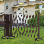 209" Width Expandable Driveway Gate & Retractable Fence Outdoor - 180° Rotating Aluminum Barricade with Casters, Metal Safety Barrier for Backyard/Dog Security (216.54 * 41.34,Grey)