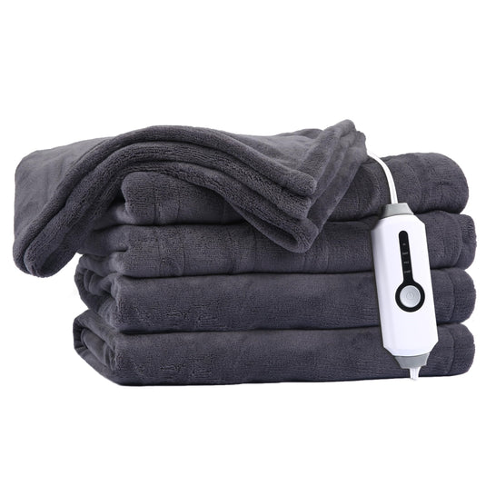 DUODUO Heated Electric Blanket 72"x84" Full Size Warm Coral Fleece with 4 Heat Settings & 10 Hours Auto Shut Off Overheating Protectsion - Grey